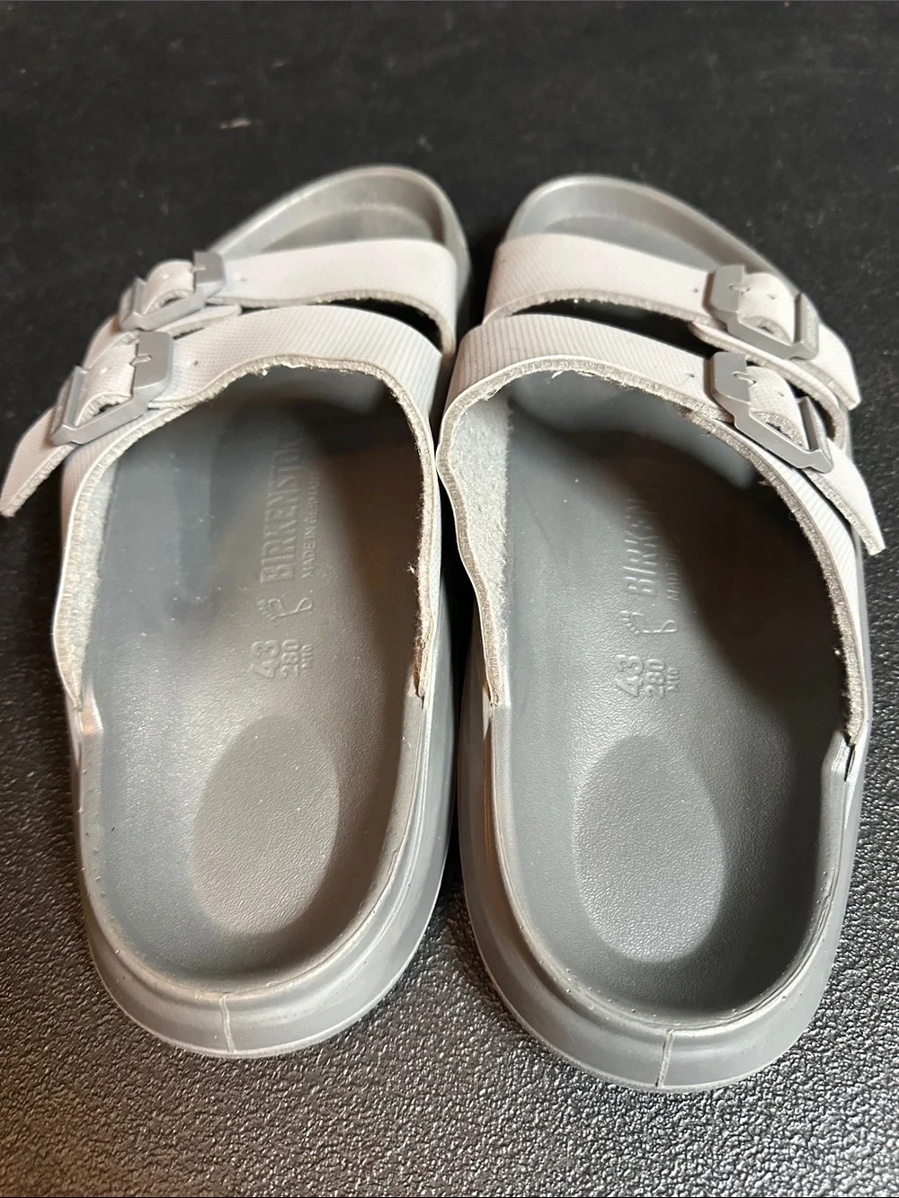 Birkenstock Men’s Two-Buckle Slide waterproof Sandals in White and Gray 43